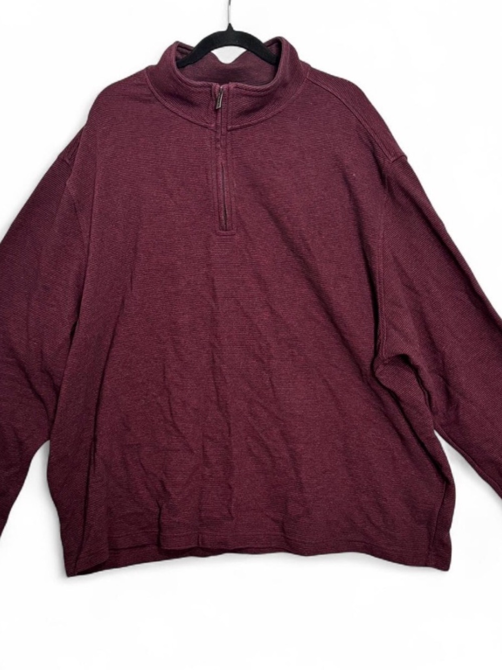 Van Heusen 1/4 Zip Pullover Burgundy Textured Big Tall Sz 3XL Normcore Cozy Dad